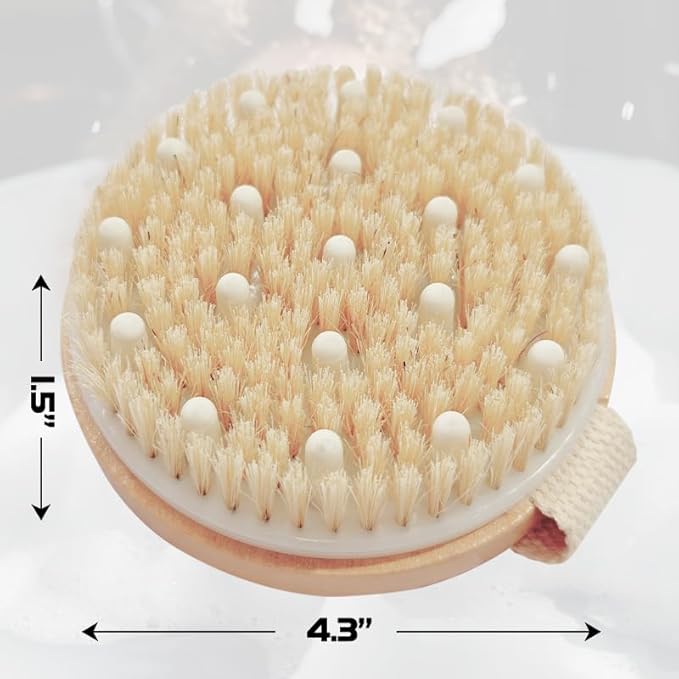 Bamboo Dry Body Brush Shower Brushing Removes Dry Skin with Massage Nodes Exfoliating Bath Brushes Body Scrubber