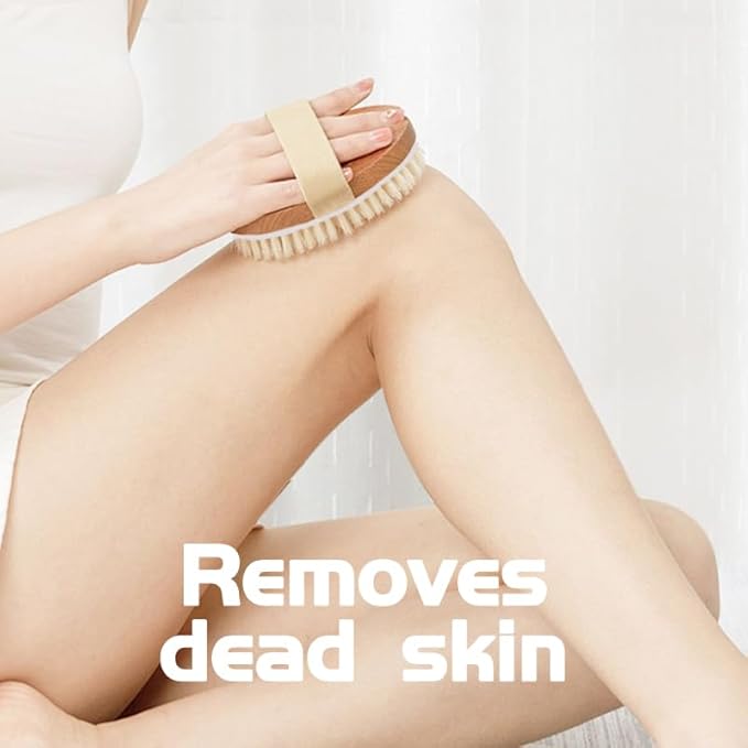 Bamboo Dry Body Brush Shower Brushing Removes Dry Skin with Massage Nodes Exfoliating Bath Brushes Body Scrubber