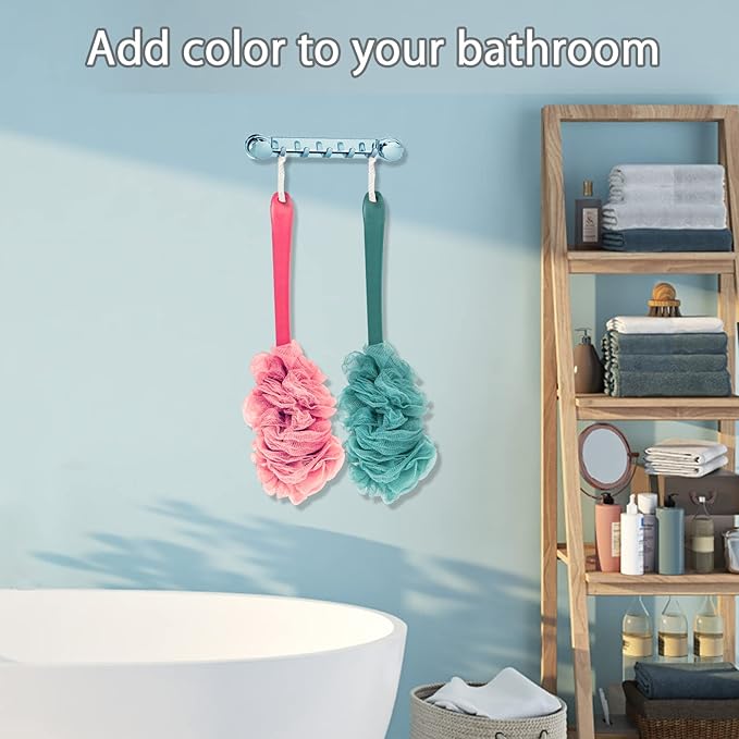 Bath and back scrubbing brush, loofah sponge exfoliating body brush, long-handled bath back brush with loofah, convenient for cleaning the back, bath accessories body brush (2-pack)