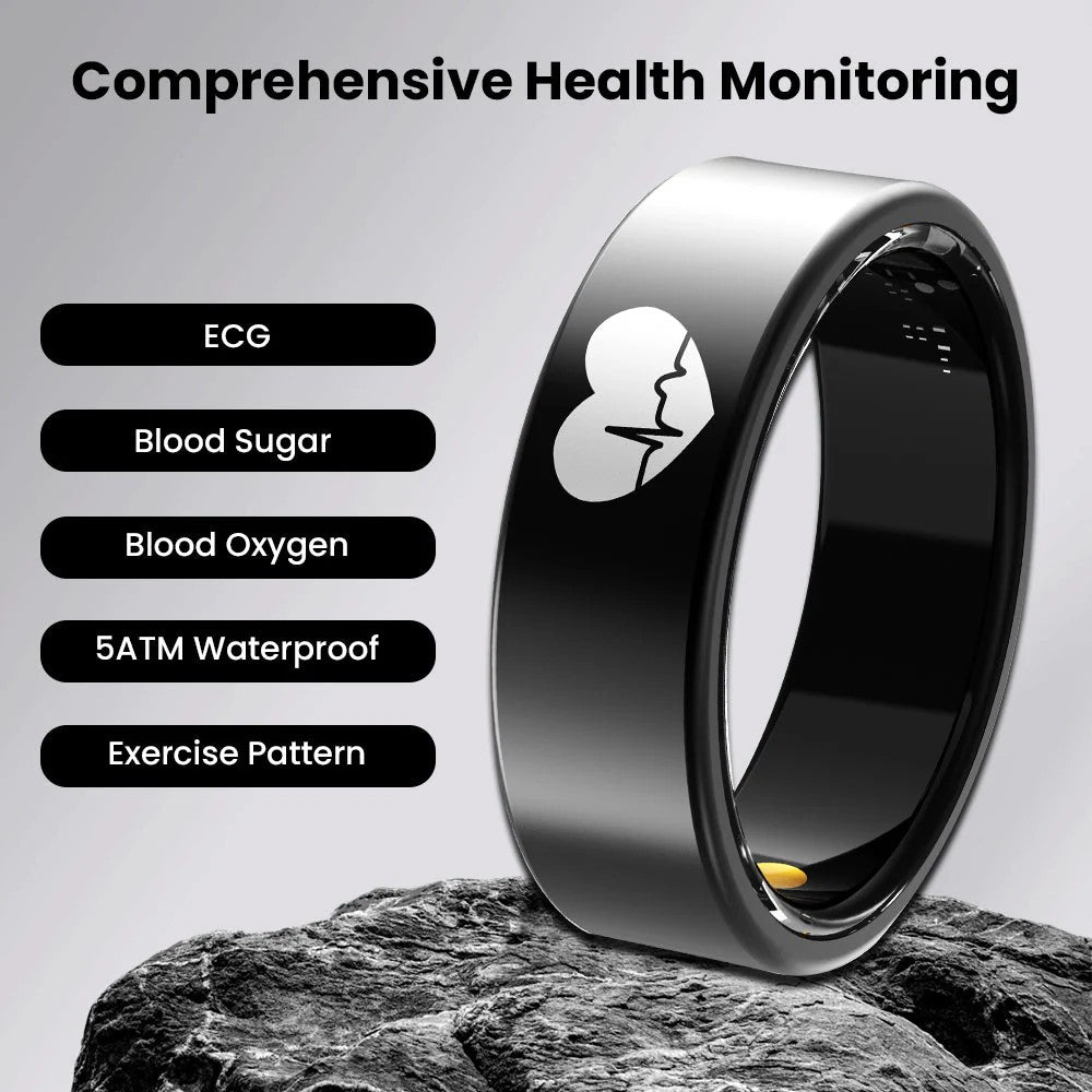 Blood Glucose ECG/EKG Blood Pressure Monitoring AI Health Analysis Smart Ring