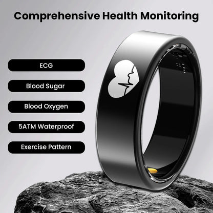 Blood Glucose ECG/EKG Blood Pressure Monitoring AI Health Analysis Smart Ring